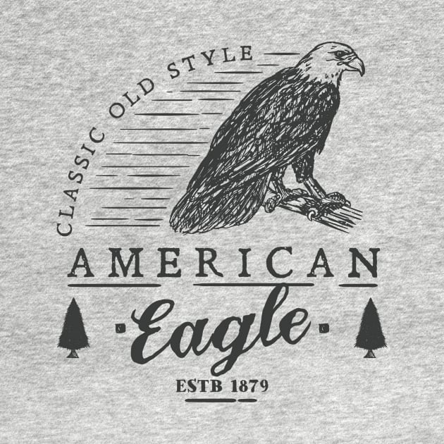 Retro Animal American Eagle Black by Rebus28